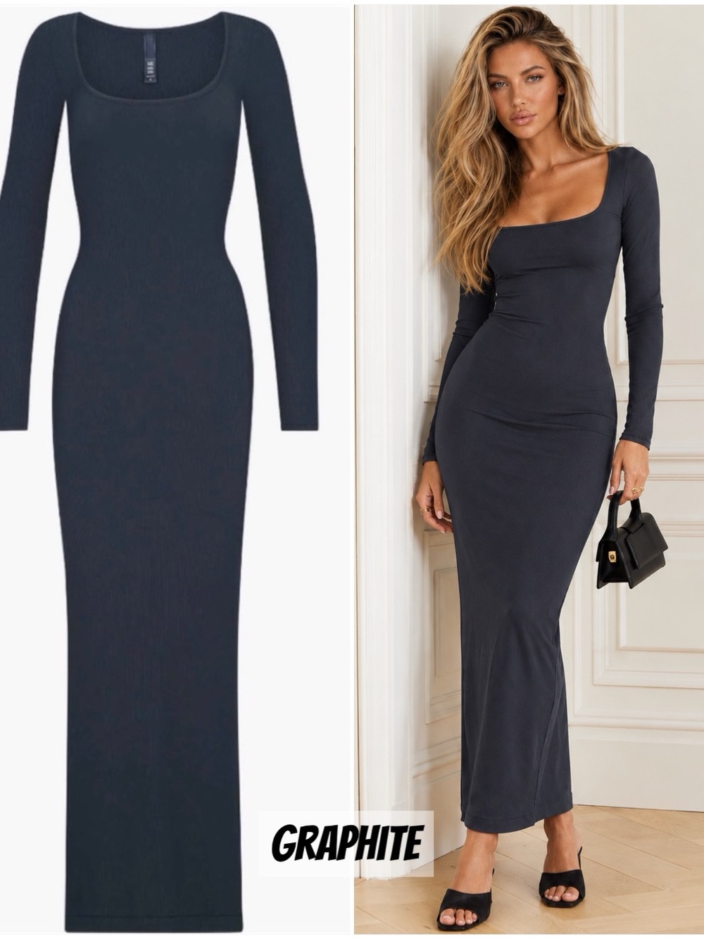 SKIMS Soft Lounge Long Sleeve Dress In Graphite 🩶💙